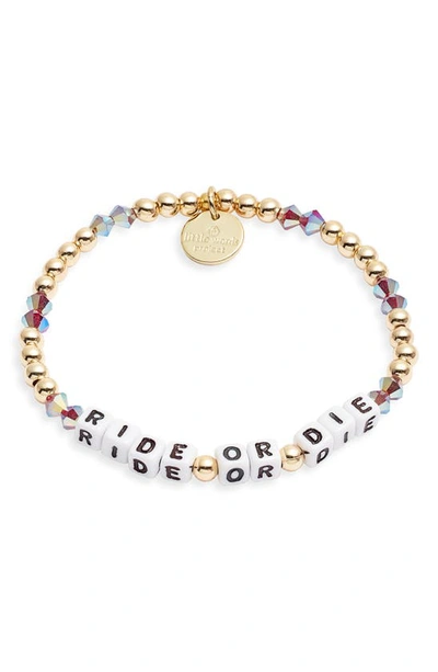 Shop Little Words Project Ride Or Die Stretch Bracelet In Gold/ White