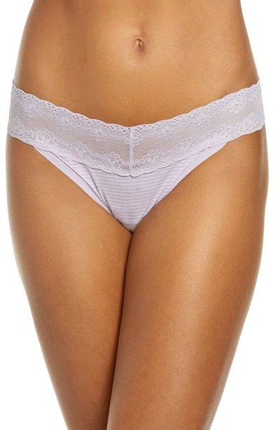Shop Natori Bliss Perfection Thong In Lilac Frost Stripe Print