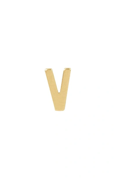 Shop Stone And Strand Initial Single Stud Earring In Yellow Gold/ V