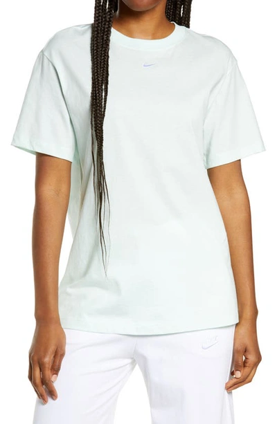 Shop Nike Essential Embroidered Swoosh Cotton T-shirt In Barely Green/ White