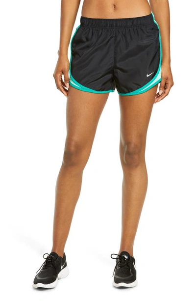 Shop Nike Dri-fit Tempo Running Shorts In Black/ Glow/ Green/ Wolf