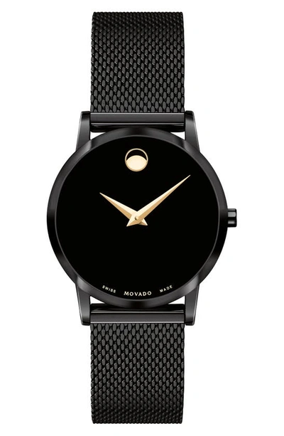 Shop Movado Museum Classic Mesh Strap Watch, 28mm In Black