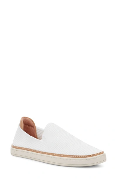 Shop Ugg Sammy Slip-on Sneaker In White Rib Knit Fabric