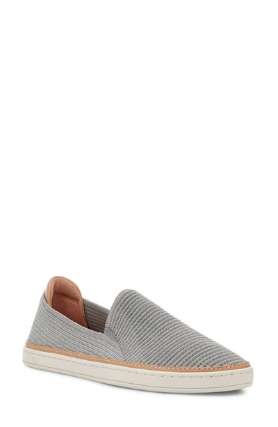 Shop Ugg Sammy Slip-on Sneaker In Silver Rib Knit Fabric