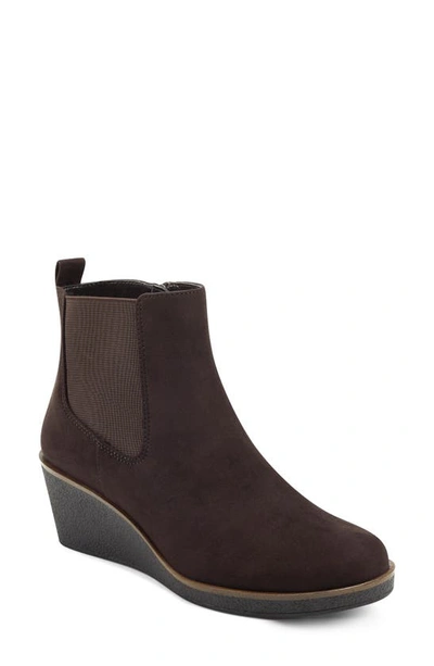 Shop Aerosoles Brandi Wedge Bootie In Brown Fabric