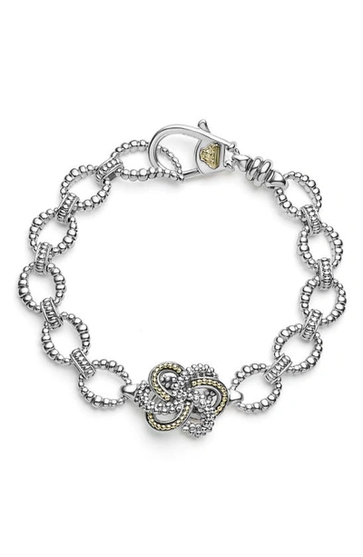 Lagos Sterling Silver & 18k Yellow Gold Love Knot Station Bracelet, 7 In Two-tone