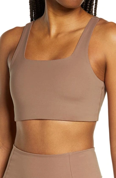 Shop Girlfriend Collective Tommy Sports Bra In Brownie