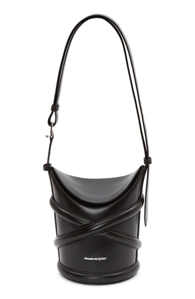 Shop Alexander Mcqueen The Curve Small Leather Shoulder Bag In Black