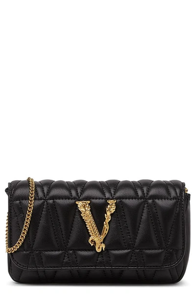 Shop Versace Virtus Quilted Evening Bag In Black Multi  Gold