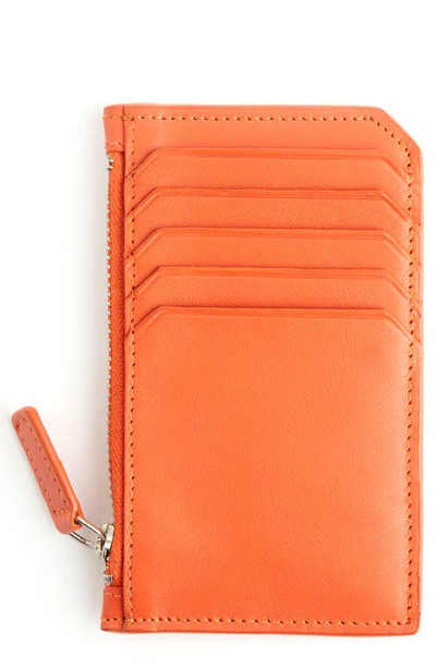Shop Royce New York Zip Leather Card Case In Burnt Orange