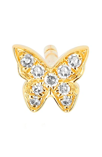 Shop Ef Collection Baby Butterfly Single Stud Earring In Yellow Gold