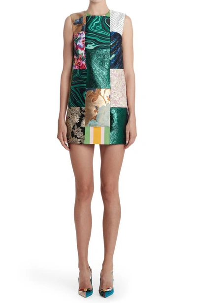 Shop Dolce & Gabbana Brocade & Jacquard Patchwork Shift Dress In Multi