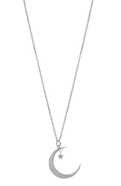 Shop Adornia Hanging Moon & Star Pendant Necklace In Silver