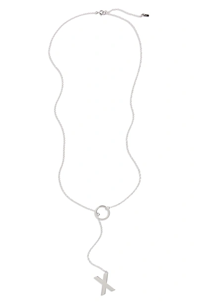 Shop Adornia Xo Lariat Necklace In Silver