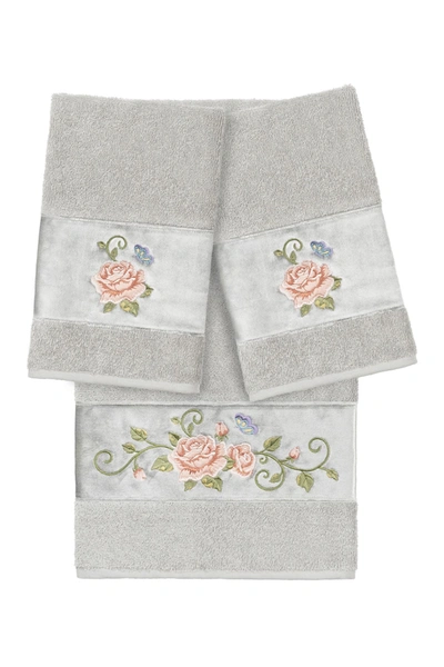 Shop Linum Home Light Gray Rebecca 3-piece Embellished Towel Set