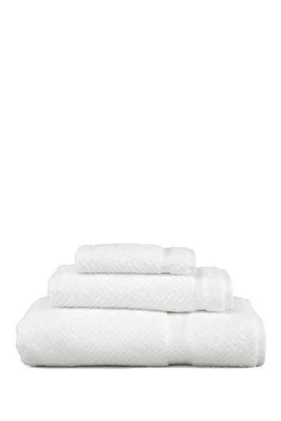 Linum Home White Herringbone 3-piece Towel Set In White