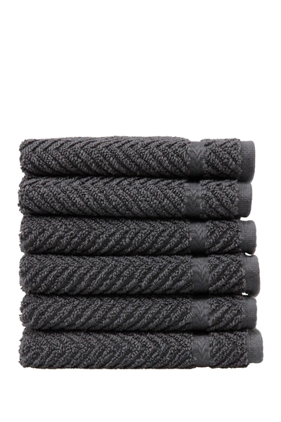 Linum Home Herringbone 6-pc. Washcloth Set Bedding In Grey
