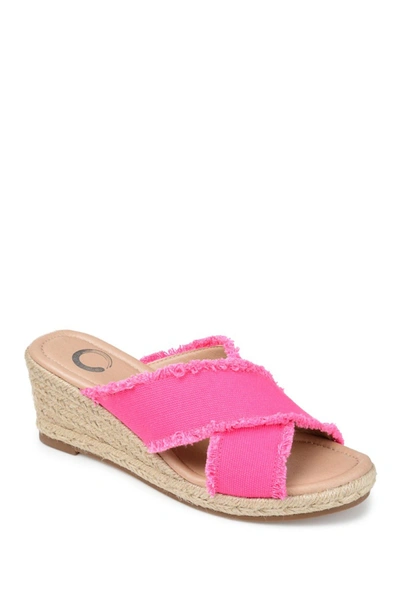 Shop Journee Collection Journee Shanni Slip-on Espadrille Wedge Sandal In Fuchsia