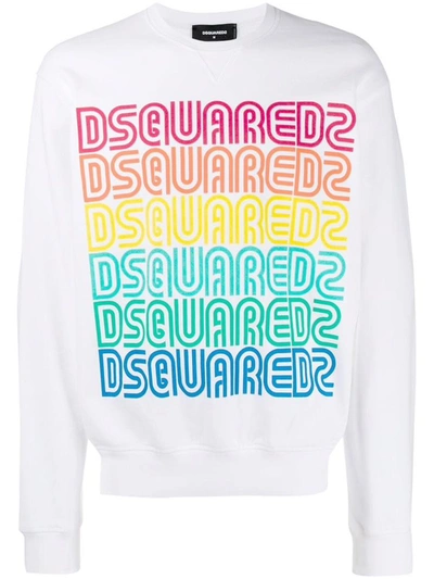 Shop Dsquared2 Rainbow Logo Sweatshirt In White