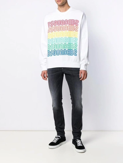 Shop Dsquared2 Rainbow Logo Sweatshirt In White