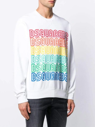 Shop Dsquared2 Rainbow Logo Sweatshirt In White