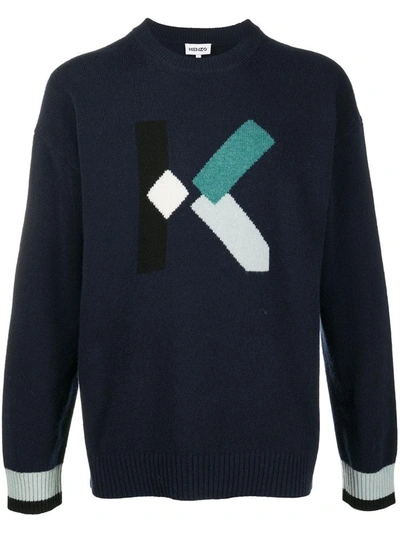 Shop Kenzo K Logo Sweater In Blue