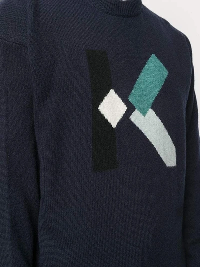 Shop Kenzo K Logo Sweater In Blue