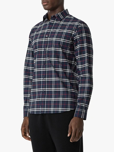 Shop Burberry Checked Slim-fit Shirt In Archive Beige