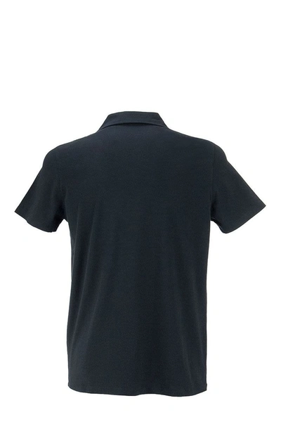 Shop Majestic V-neck Short-sleeved Polo Shirt In Marine