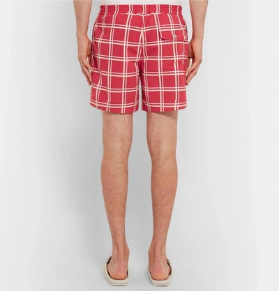 Shop Tod's Checked Swim Shorts In Red