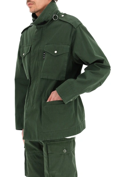 Shop Off-white Cotton Field Jacket In Green Black