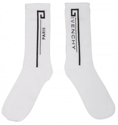 Shop Givenchy Logo Intarsia Socks In White