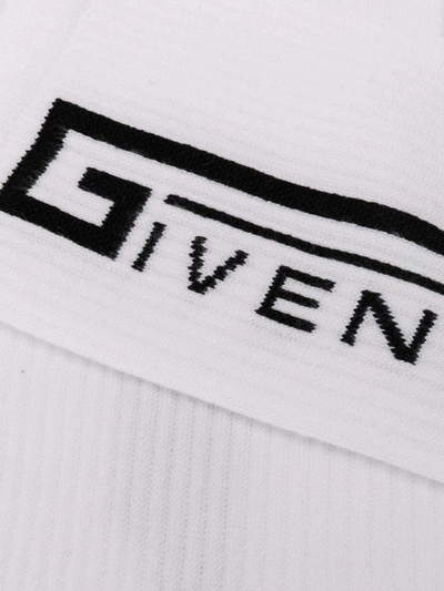 Shop Givenchy Logo Intarsia Socks In White