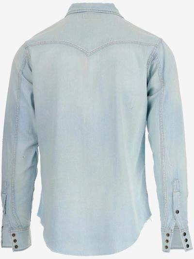 Shop Saint Laurent Shirts In Blu