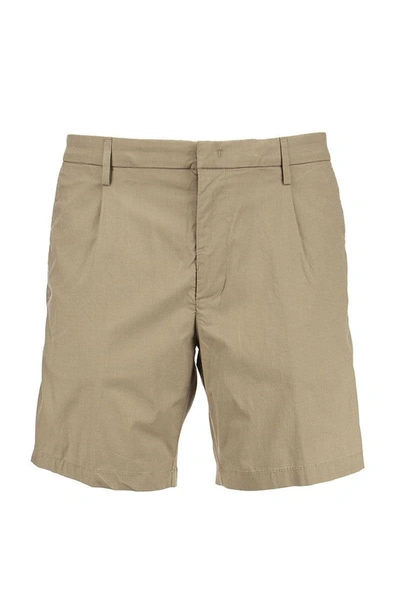 Shop Dondup Fergus - Cotton Blend Shorts In Sand