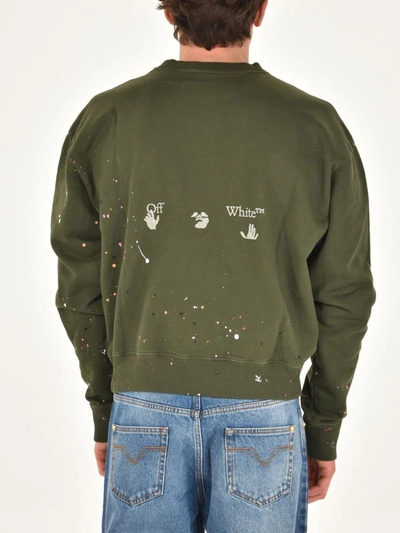 Shop Off-white Green Cotton Sweatshirt