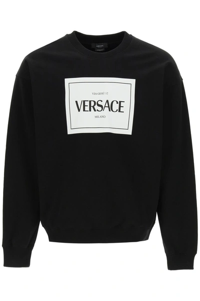 Shop Versace Logo Print Sweatshirt In Nero