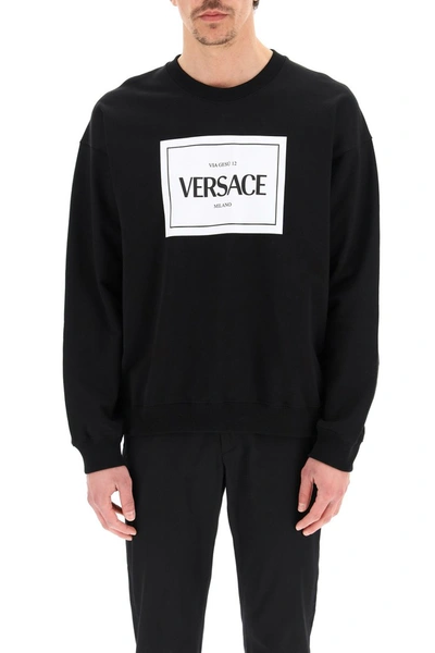 Shop Versace Logo Print Sweatshirt In Nero