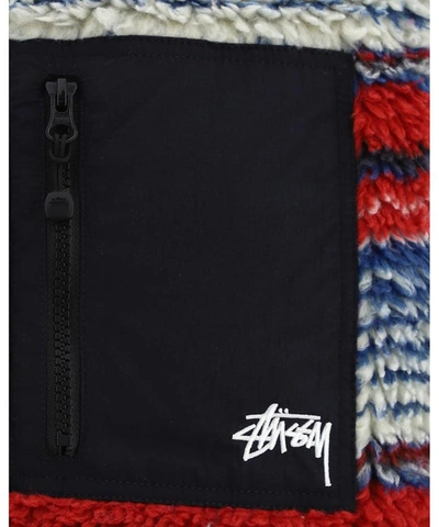 Shop Stussy Striped Fleece Vest In Red