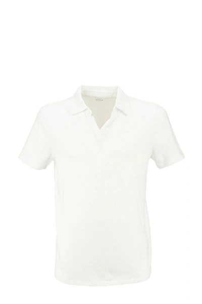 Shop Majestic V-neck Short-sleeved Polo Shirt In White