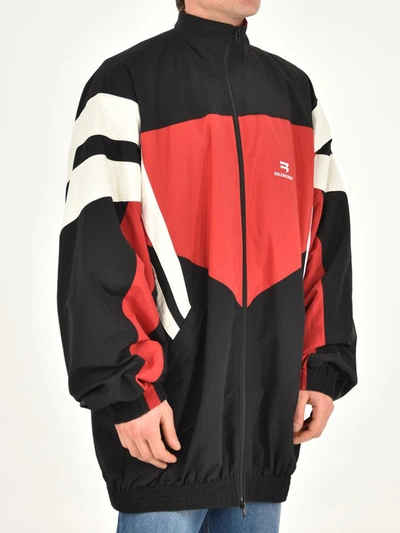Balenciaga Black Red And White Tracksuit Jacket | ModeSens