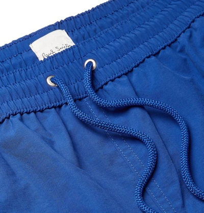 Shop Paul Smith Plain Stripe Logo Swim Shorts In Blue
