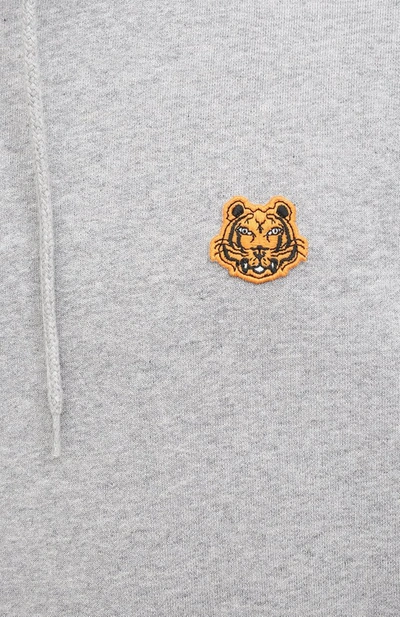 Shop Kenzo Tiger Crest Logo Hoodie In Grey