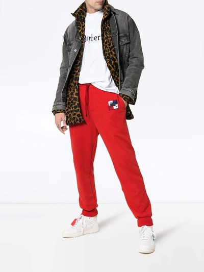 Shop Burberry Munley Logo Sweatpants In Red
