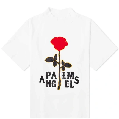 Shop Palm Angels Rose Logo Boxy T-shirt In White