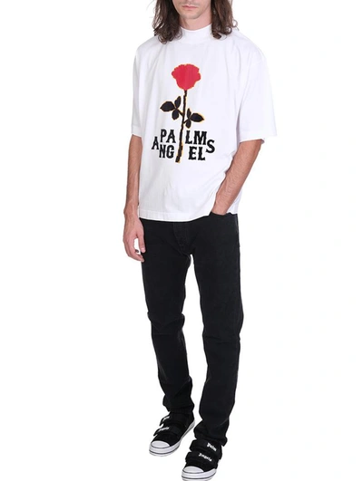 Shop Palm Angels Rose Logo Boxy T-shirt In White