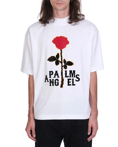 Shop Palm Angels Rose Logo Boxy T-shirt In White