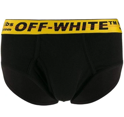 Shop Off-white Industrial Logo Black/yellow Waistband Briefs