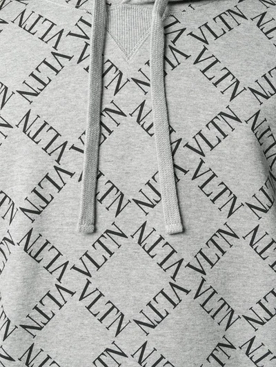 Shop Valentino Vltn Grid Logo Oversize Hoodie In Grey