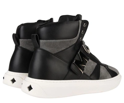 Shop Mcm Logo Strap Hi-top Sneakers In Black